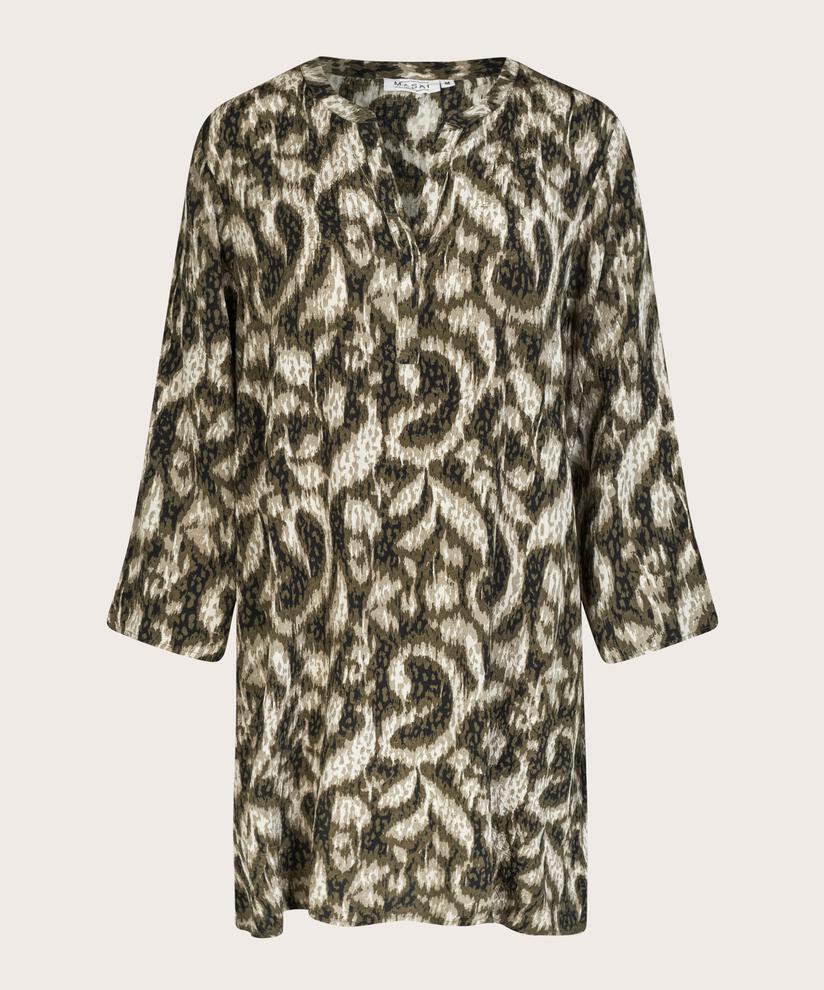 Bedruckte Viskose-tunika Mit Dreiviertelärmeln, Sea Turtle