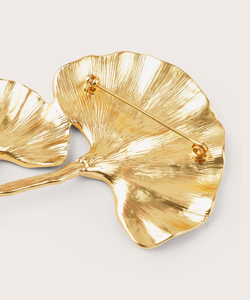Brosche mit Blattmuster, Gold