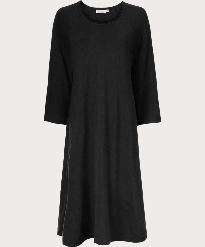 Feinstrickkleid mit 3/4 Ärmeln, Black