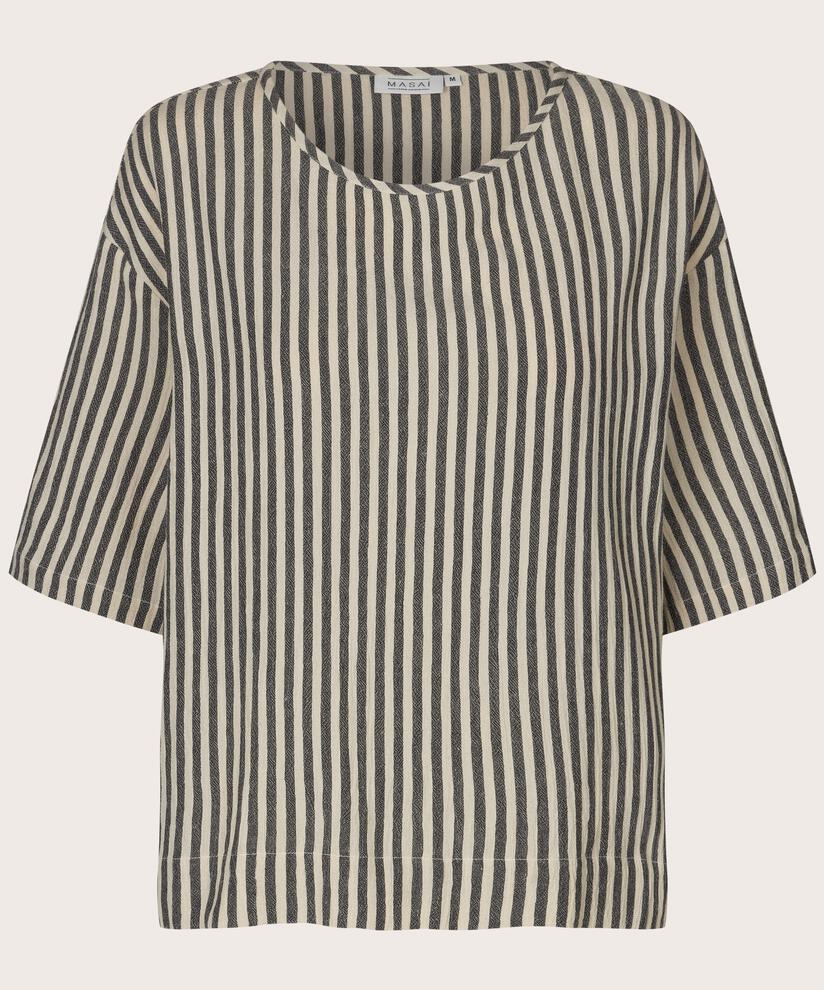 Gestreiftes Top aus Baumwollmischung, Black