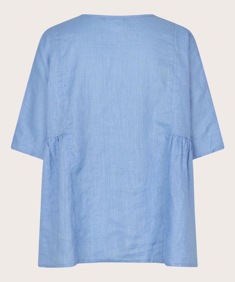 Leinenbluse mit Falten an den Seiten, Della Blue