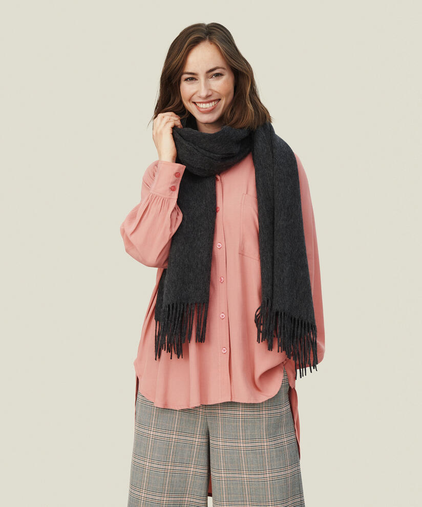 großer Wollschal mit Fransen, D. Grey mel.