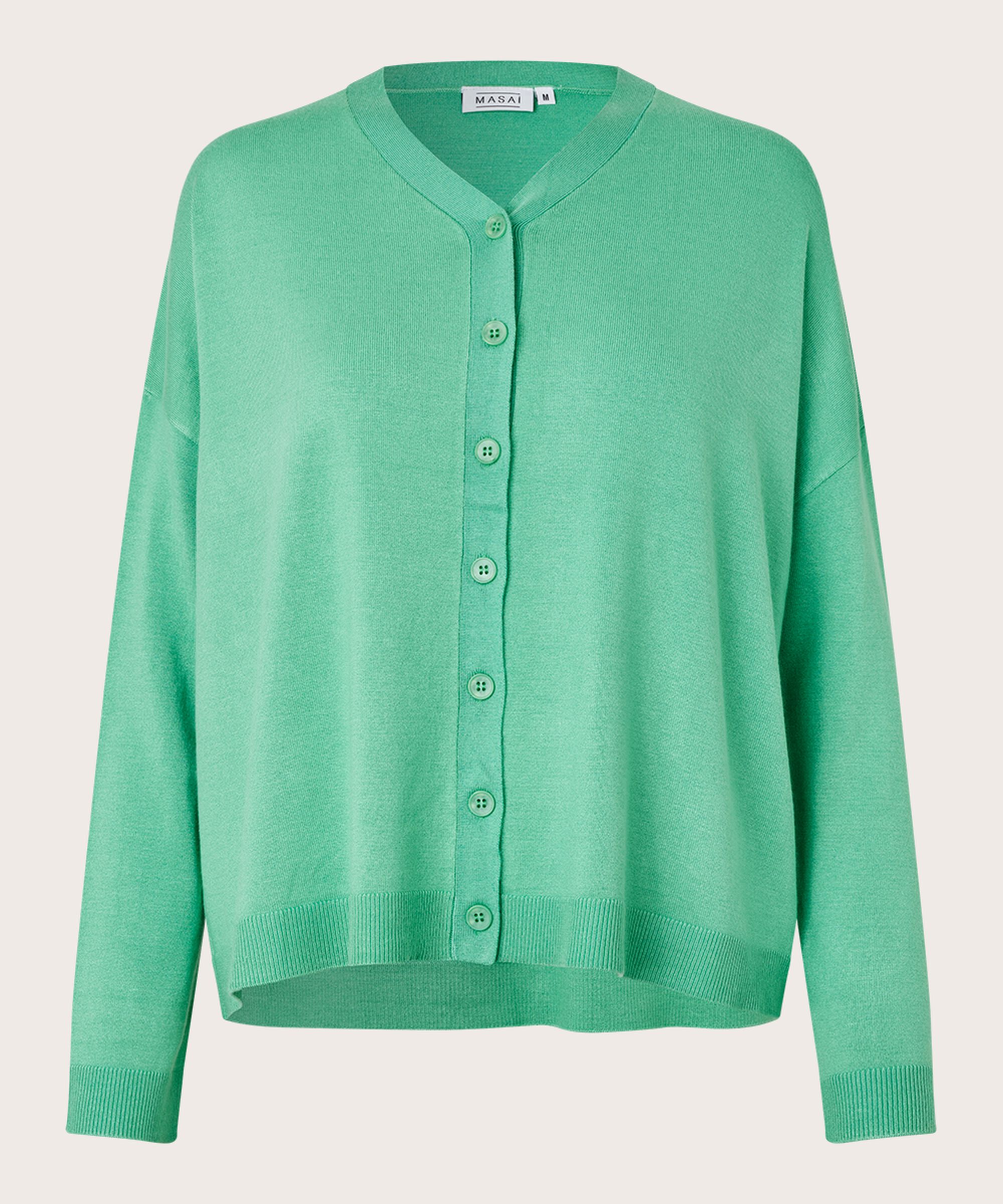 Feinstrick-Cardigan mit V-Ausschnitt, Winter Green