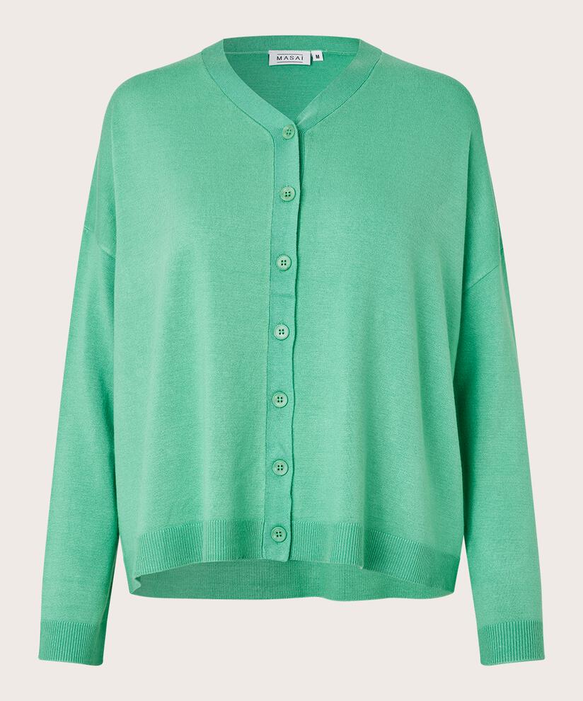 Feinstrick-Cardigan mit V-Ausschnitt, Winter Green