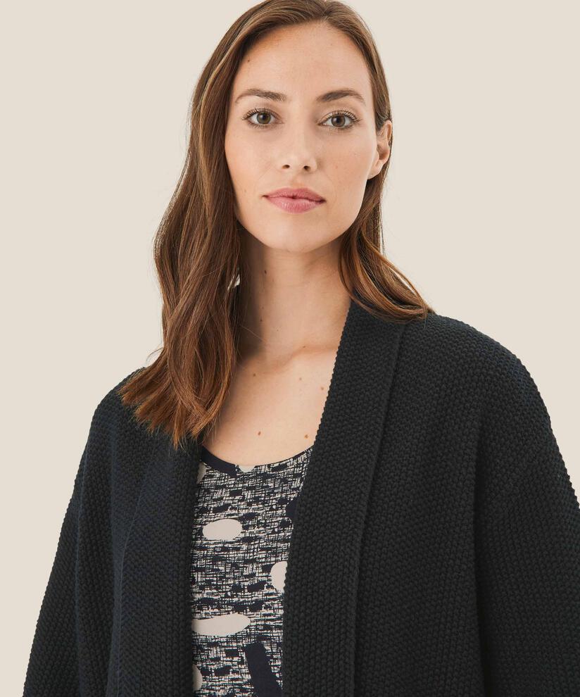 Baumwoll-Cardigan mit 1/2 Ärmeln, Black