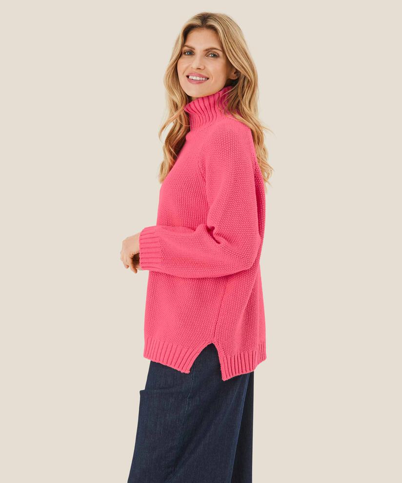 Rollkragenpullover aus Baumwollmischung, Calypso Coral
