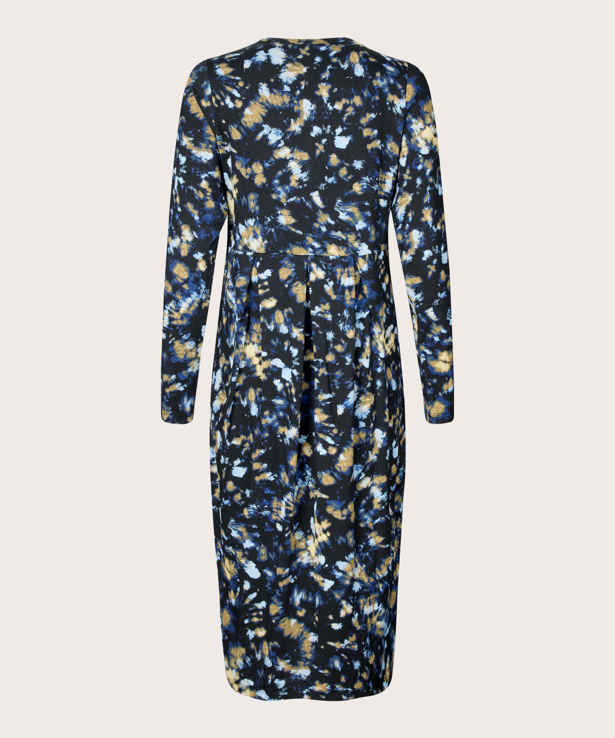 gemustertes Tulpenkleid mit Reißverschluss am Hals, Dull Gold