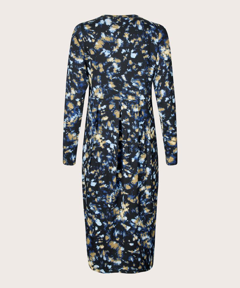 gemustertes Tulpenkleid mit Reißverschluss am Hals, Dull Gold