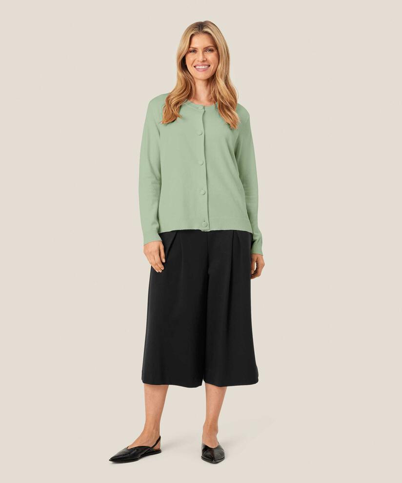 Feinstrick-Cardigan mit Rundhalsausschnitt, Frosty Green