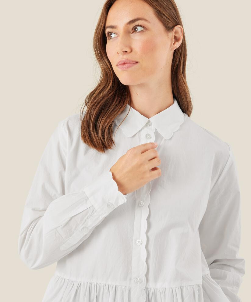 Baumwollhemdbluse mit Schößchen unten, White