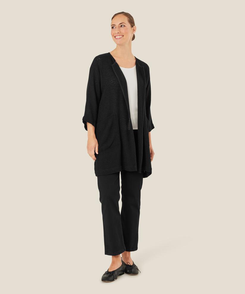 Lange Jacke Aus Bouclé, Black