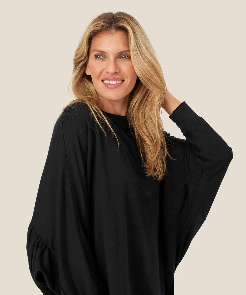 Weiches Jersey-Top mit Fledermausärmeln, Black