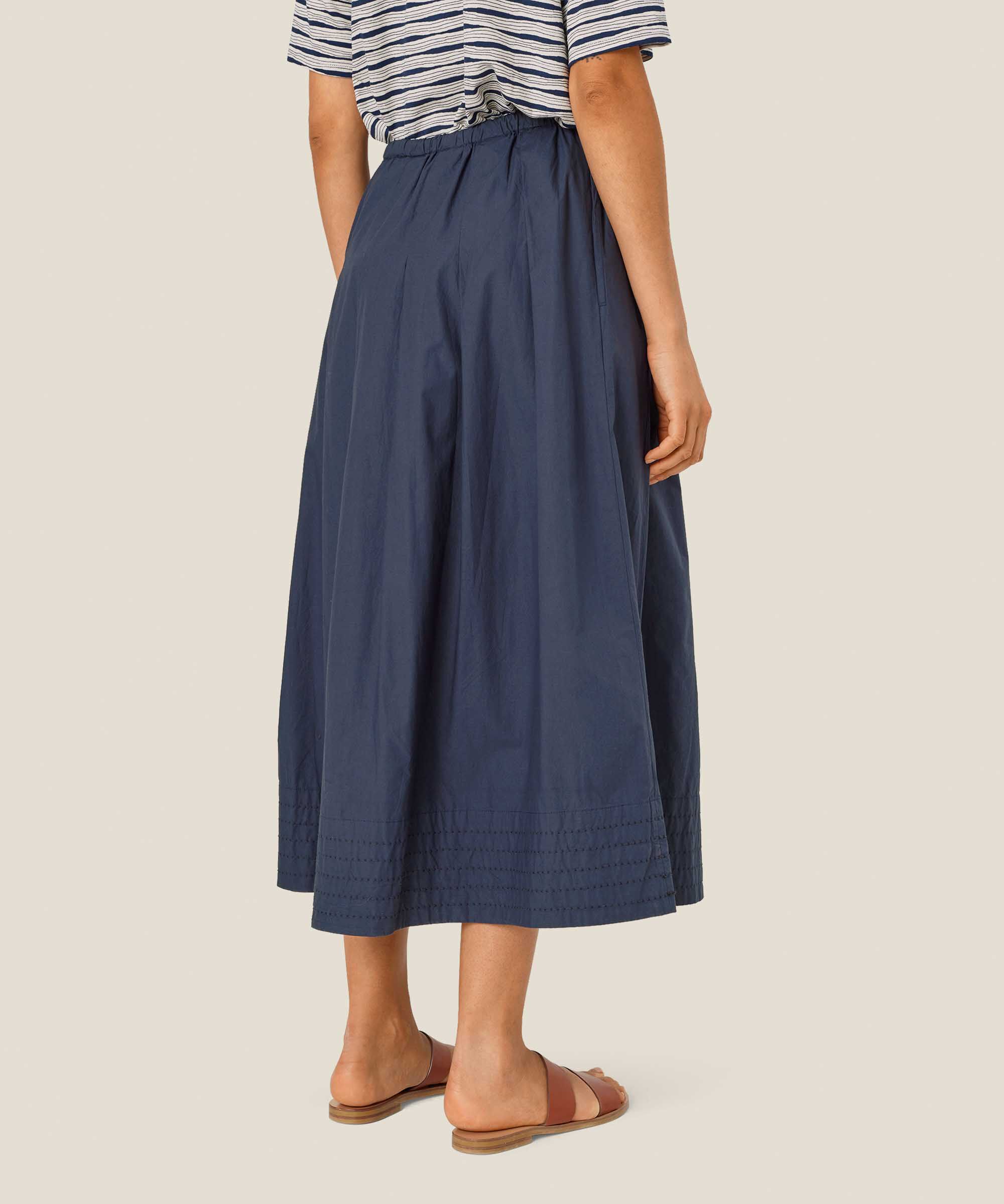 Baumwollrock mit elastischem Bund und Eingrifftaschen, Mood Indigo