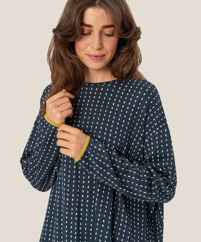 bedrucktes Jersey-Top mit Rundhals, Mood Indigo