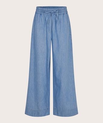 weiche Denimhose mit elastischem Bund mit Bindeband, Blue Denim