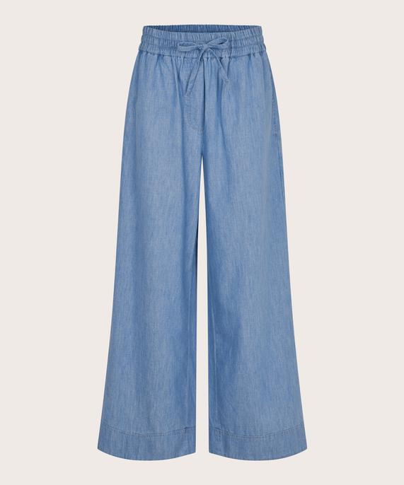 weiche Denimhose mit elastischem Bund mit Bindeband, Blue Denim