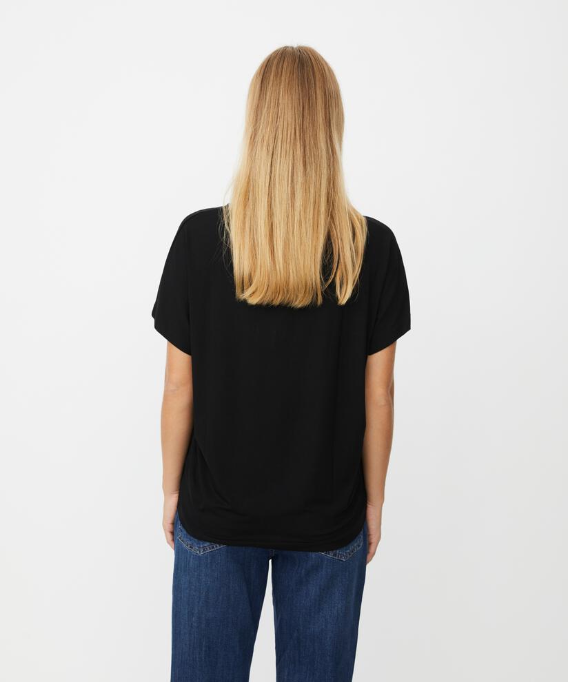 T-Shirt mit V-Ausschnitt aus weichem Jersey, Black