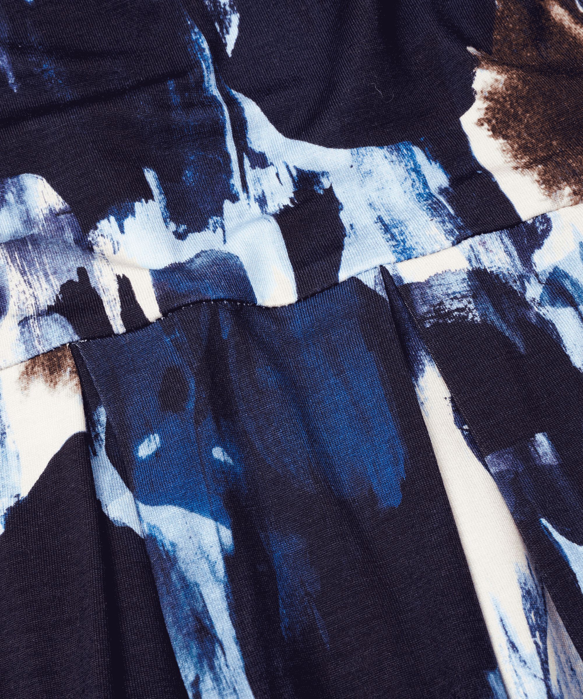 gemustertes Tulpenkleid mit langen Ärmeln, Maritime Blue