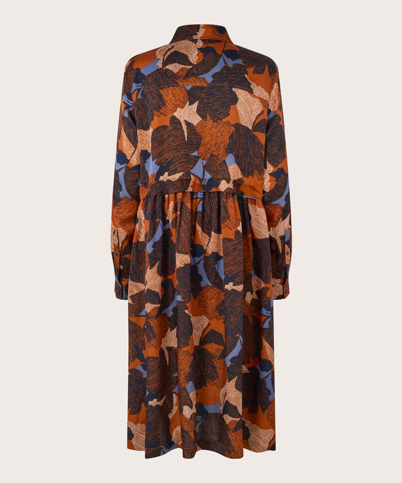 Durchgeknöpftes Kleid aus bedruckter Viskose, Autumnal