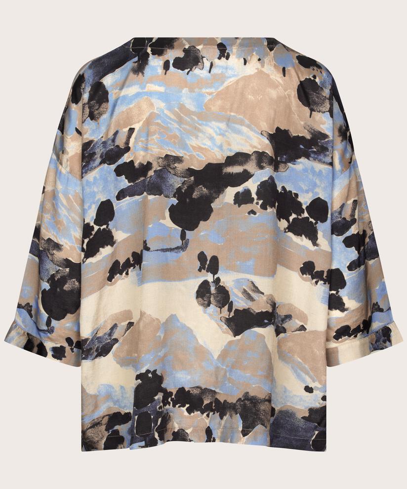 Viskosebluse Mit 3/4 Ärmeln, Steel Grey