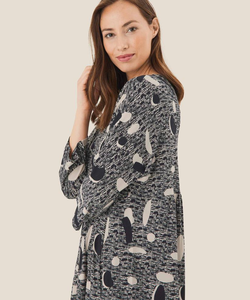 Bedruckte Tunika mit langen Ärmeln, Black