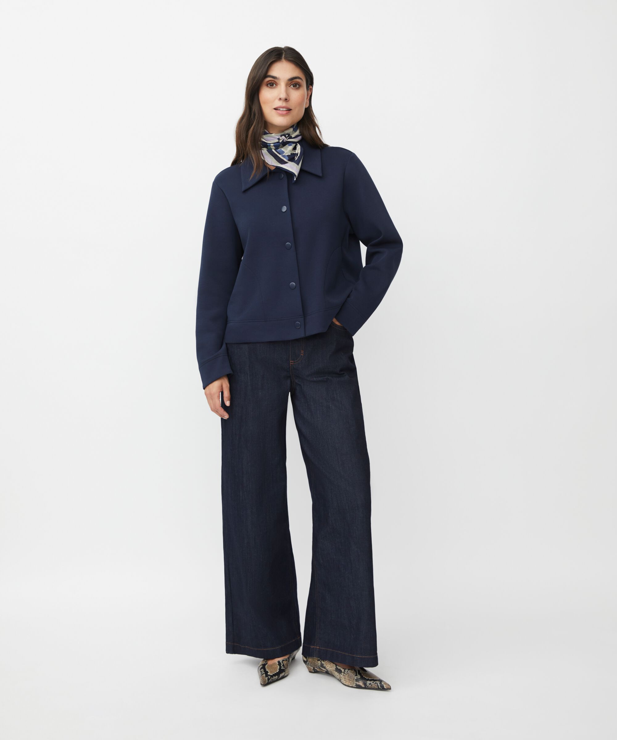 Kurzjacke in schwerer Jersey-Qualität, Navy Blazer