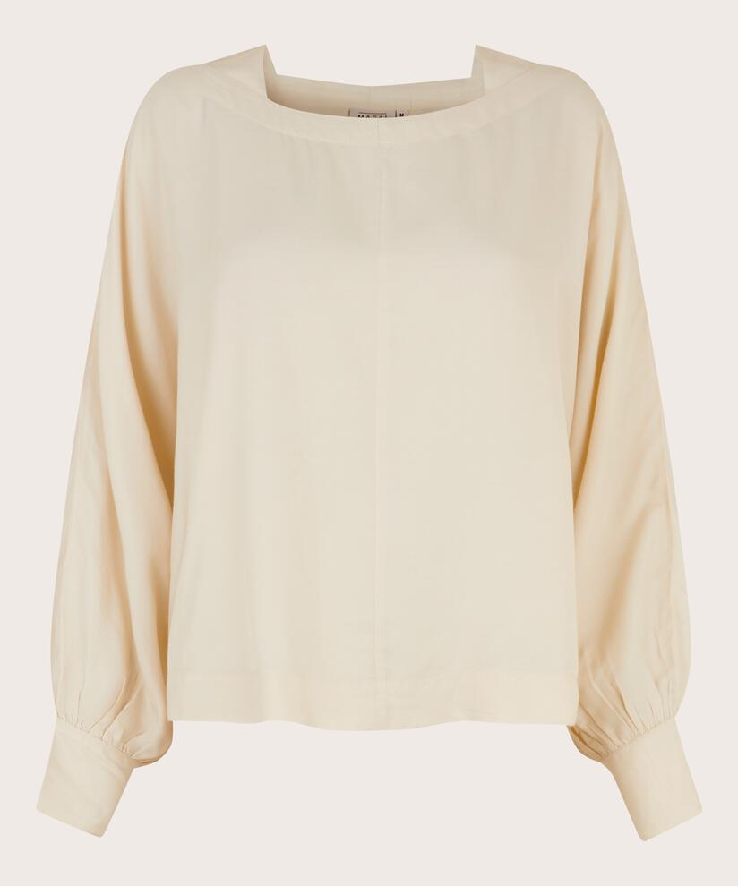 Viskosebluse mit quadratischem Ausschnitt, Whitecap