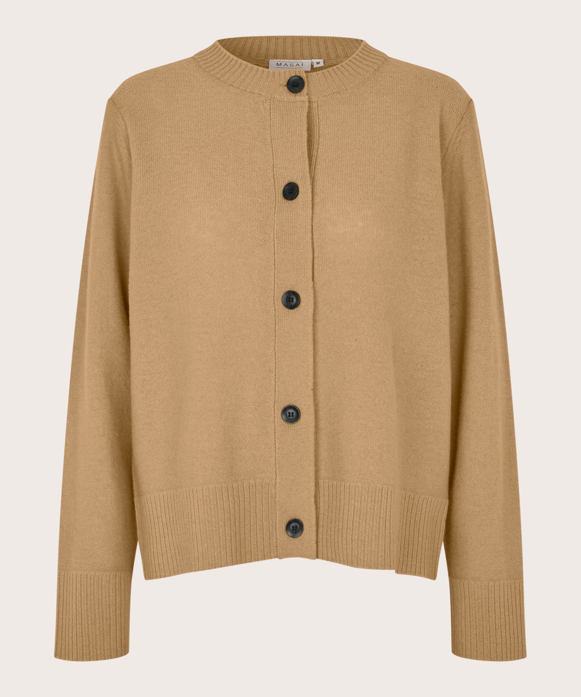 Wollcardigan mit Kontrastknöpfen, Travertine