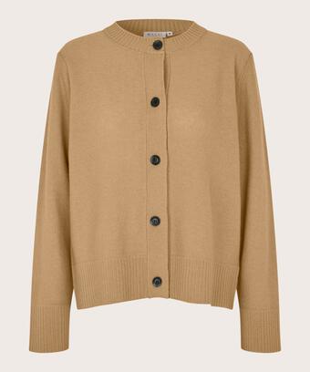 Wollcardigan mit Kontrastknöpfen, Travertine
