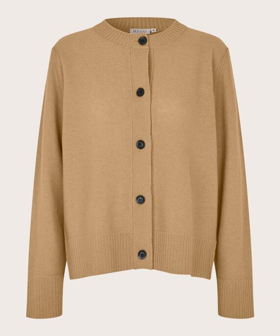 Wollcardigan mit Kontrastknöpfen, Travertine