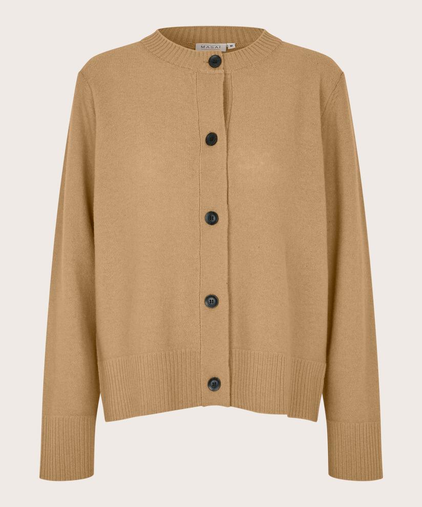 Wollcardigan mit Kontrastknöpfen, Travertine