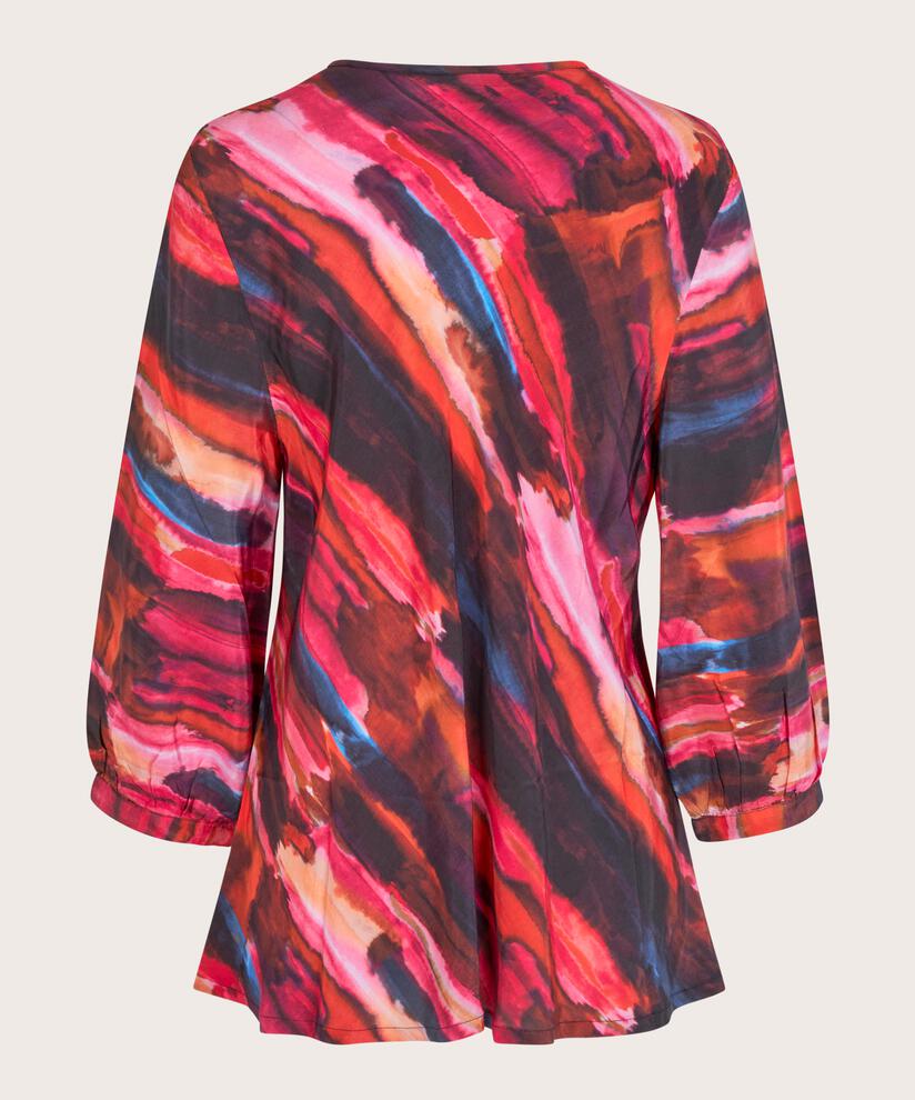 Bedruckte Viskosebluse Mit V-ausschnitt, Sun Tomato