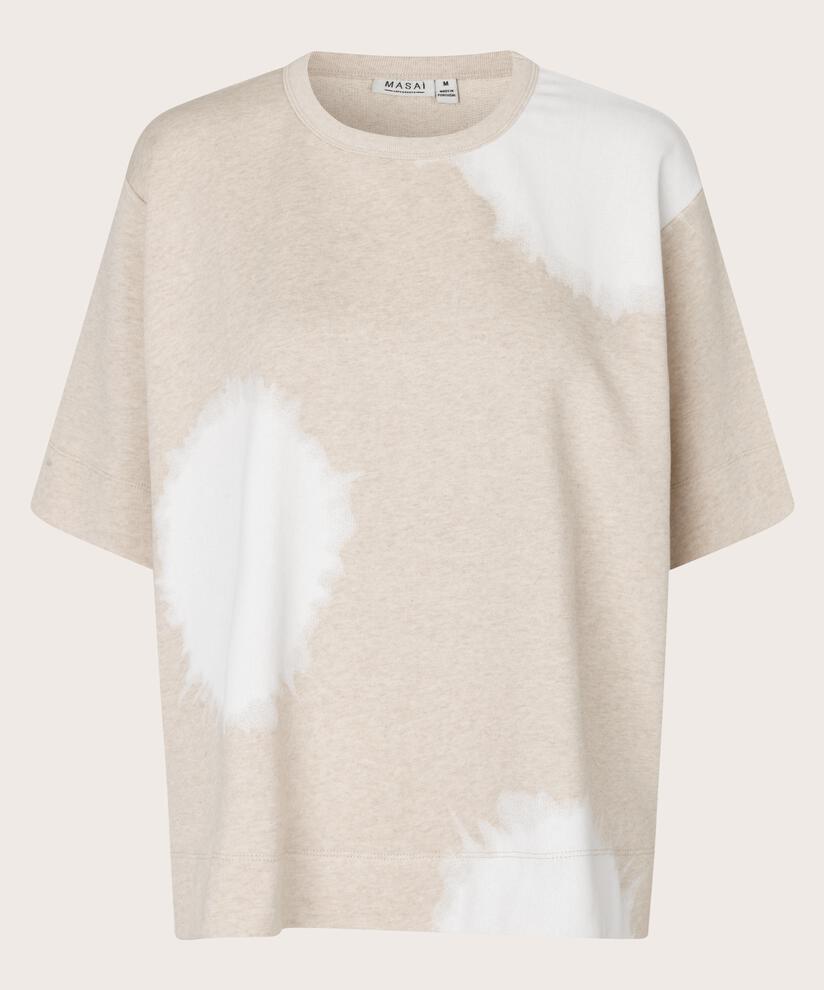 Rundhals-T-Shirt in Sweatshirt-Qualität, Beige melange