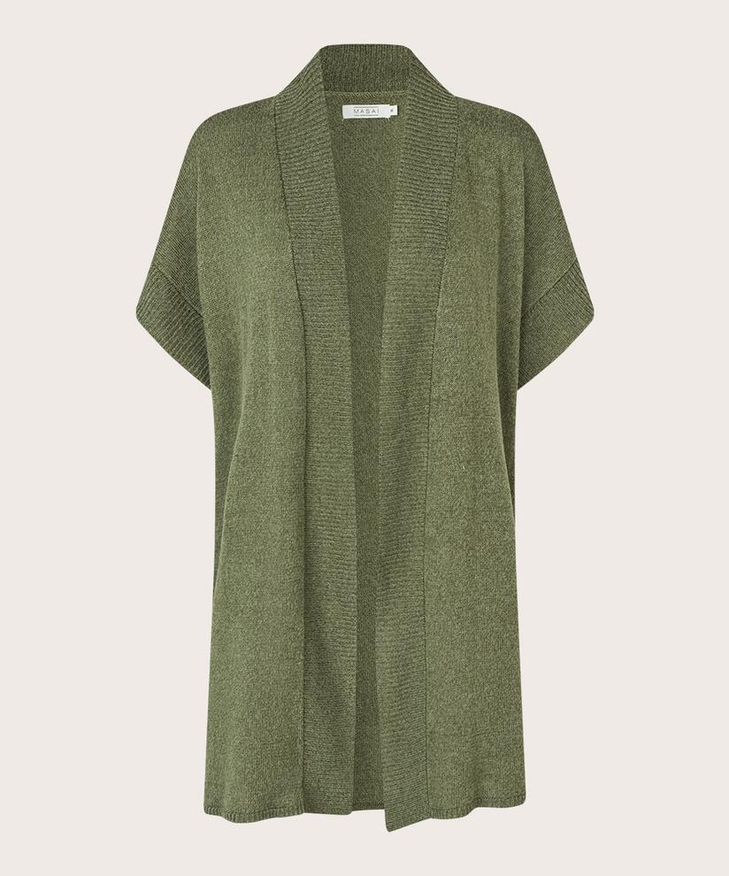 lange offene Weste mit kurzen Ärmeln, D. Lichen Green