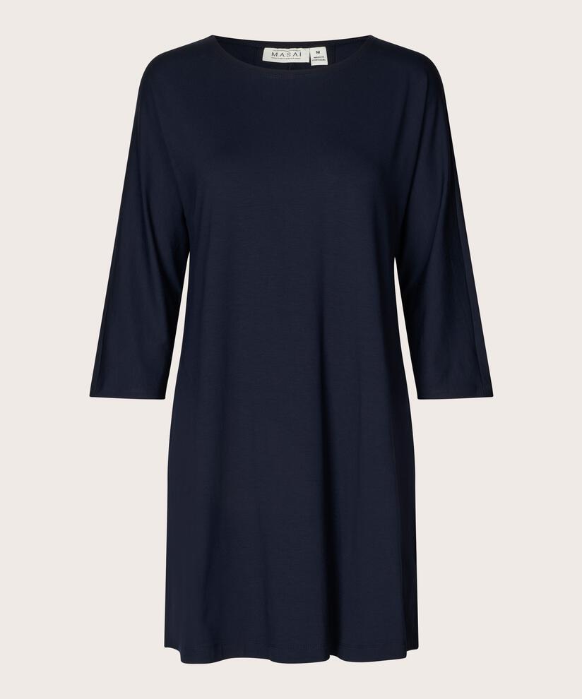 Jersey-tunika Mit Rundhals Und Eingrifftaschen, Navy