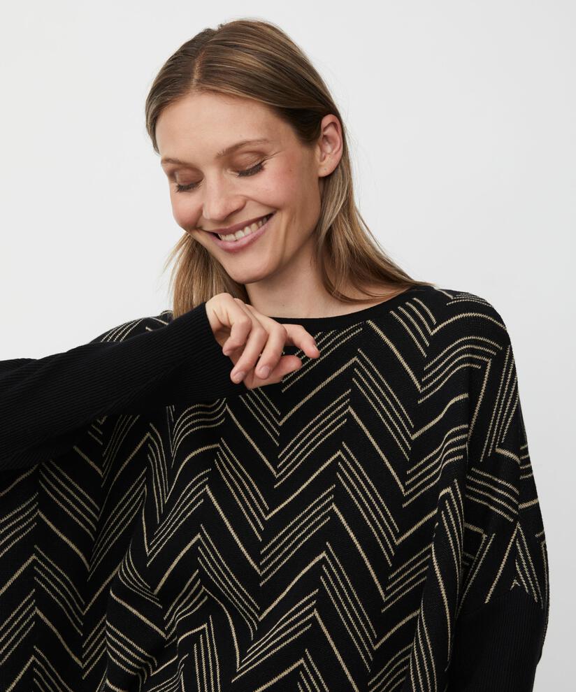 Oversize-Strickpullover mit Glitzerfaden, Black