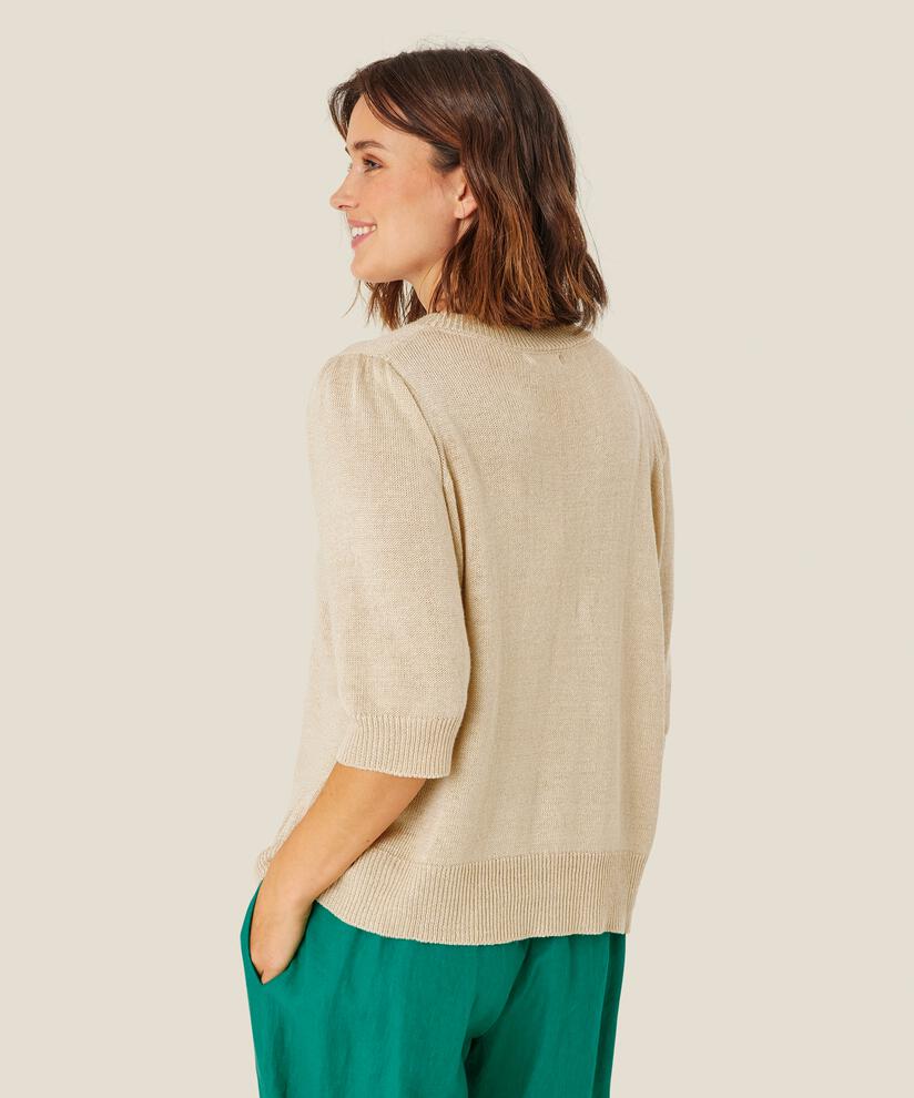 Strickbluse aus Leinenmischung, Natural