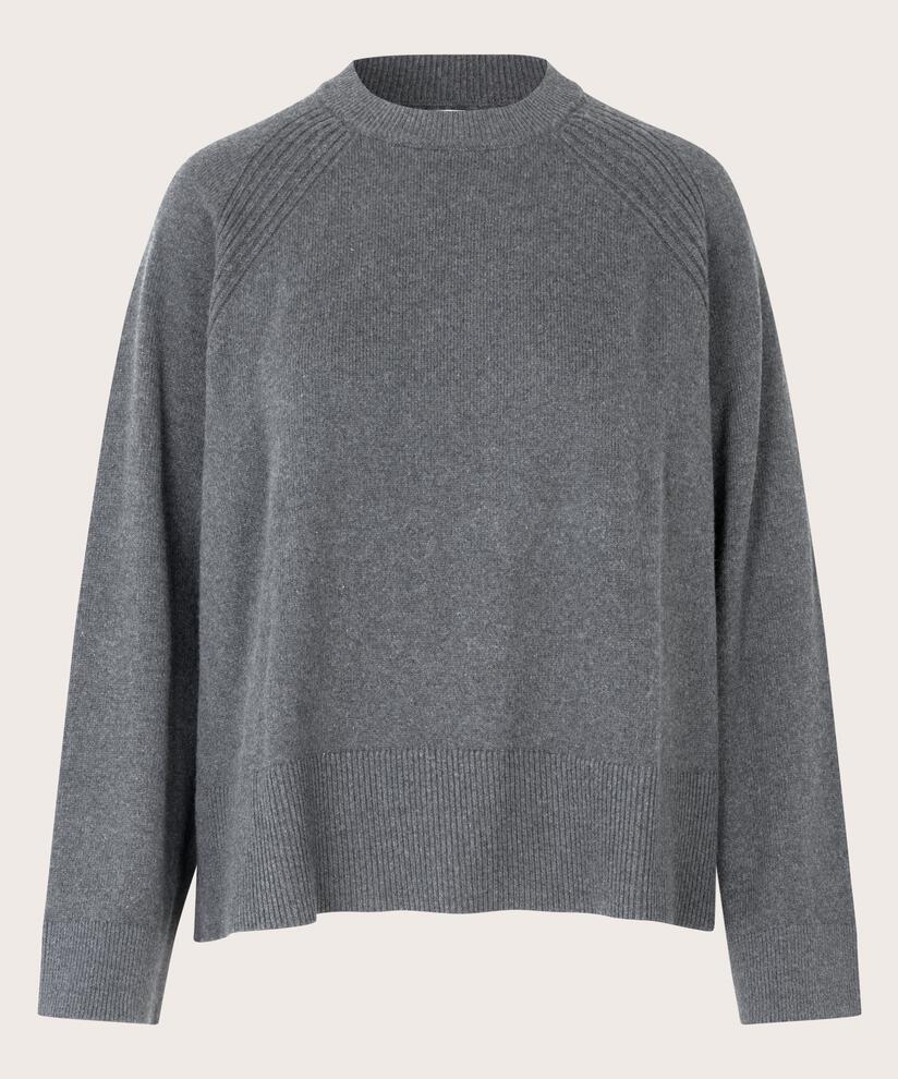 Strickpullover mit gerippten Kanten, M. Grey mel.