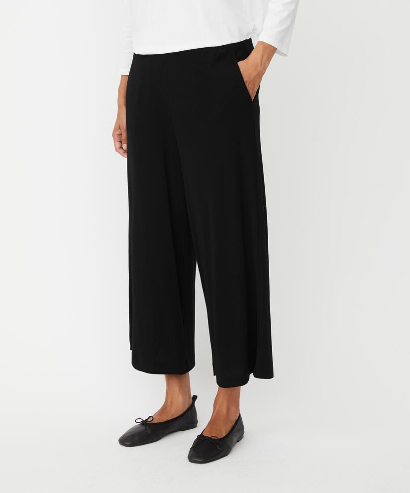 verkürzte Jerseyhose mit elastischem Bund, Black
