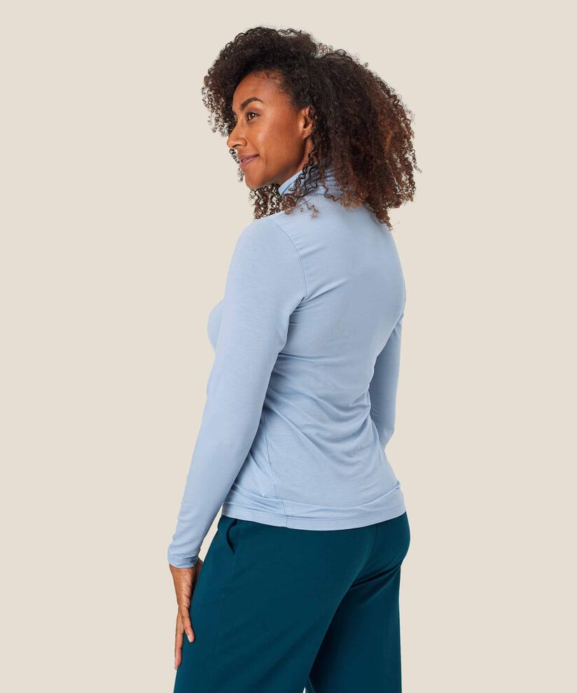 Rollkragenbluse Aus Weichem Jersey, Blue Fog