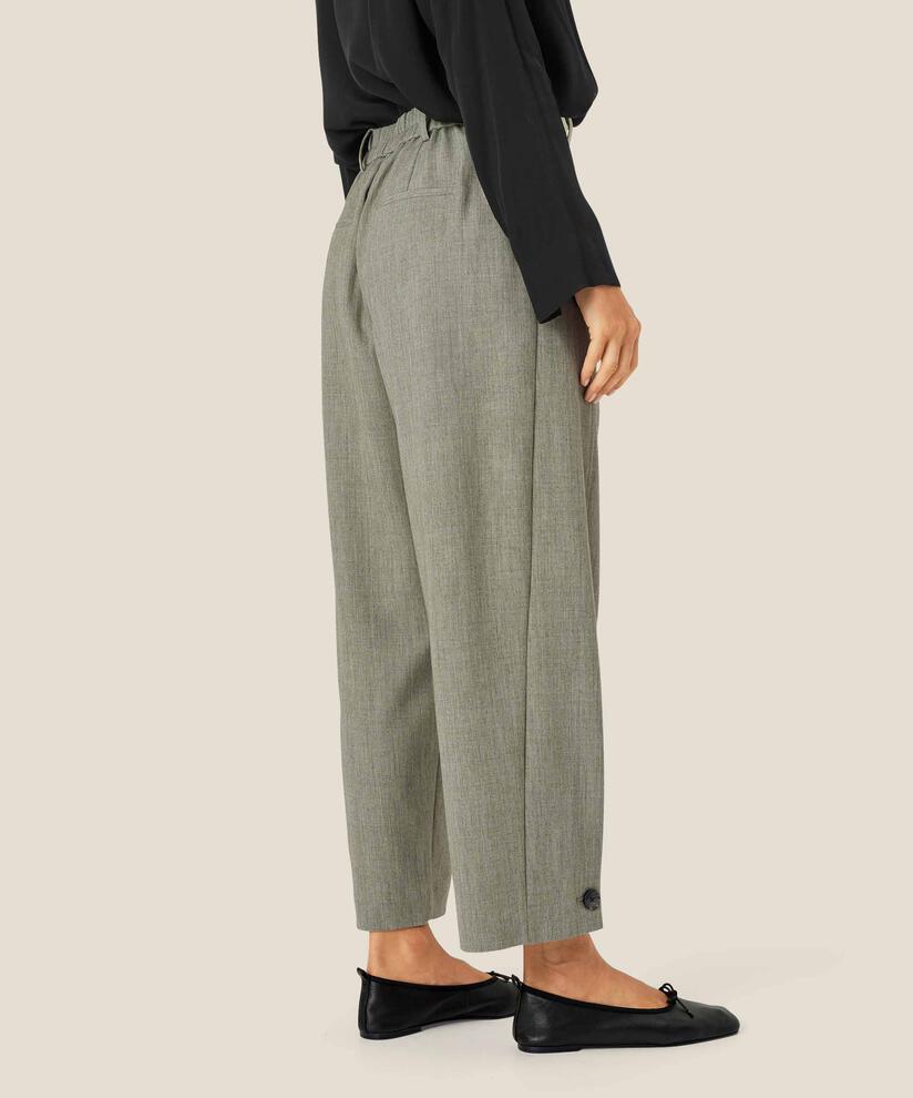Gewebte Hose Mit Stretch Und Knopfdetail Am Bein, Vetiver