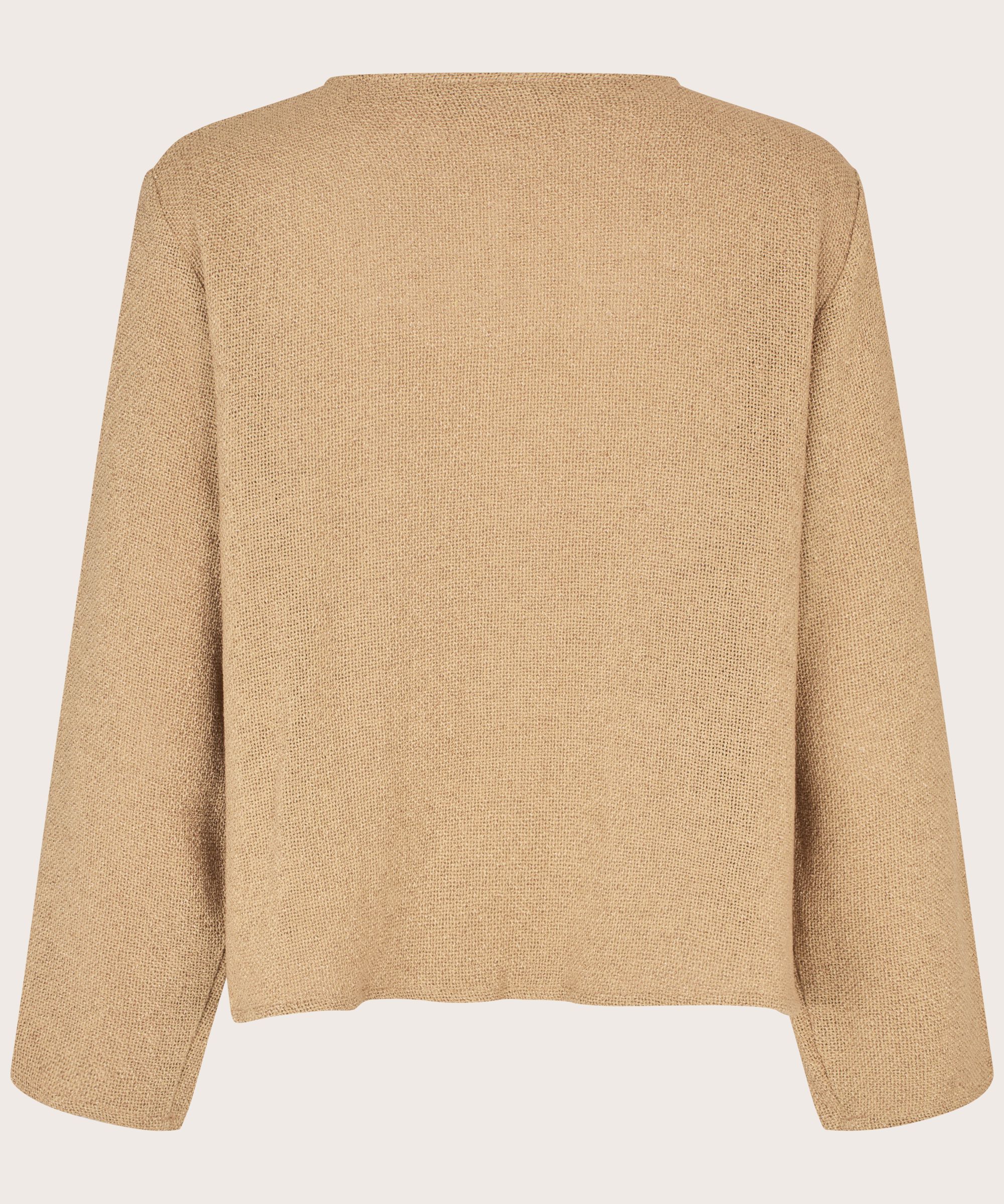 Bouclé-Jacke mit Taschen und goldenen Knöpfen, Travertine