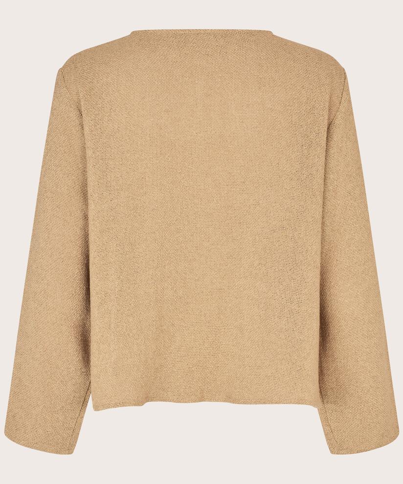 Bouclé-Jacke mit Taschen und goldenen Knöpfen, Travertine