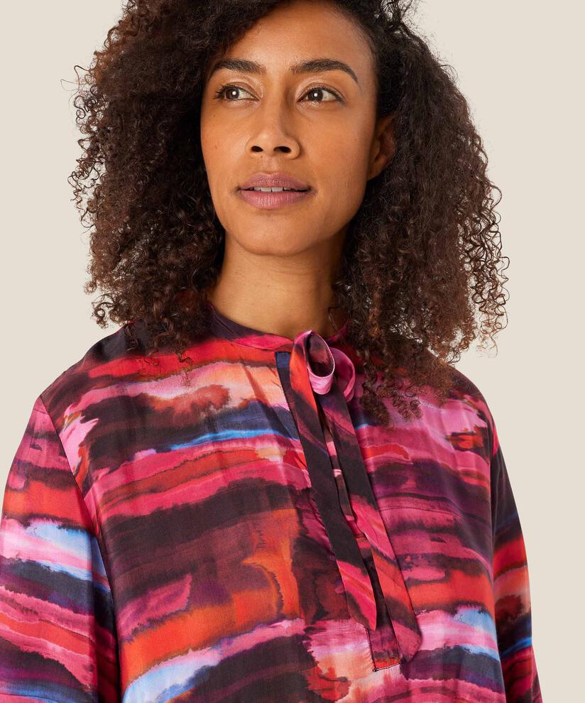 Viskosekleid mit Bindebändern am Hals, Sun Tomato