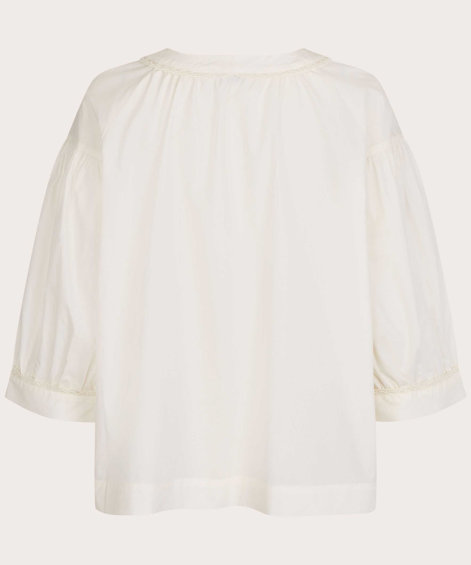 Baumwollbluse mit Spitzendetail, Jet Stream