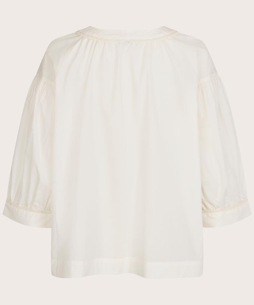 Baumwollbluse mit Spitzendetail, Jet Stream