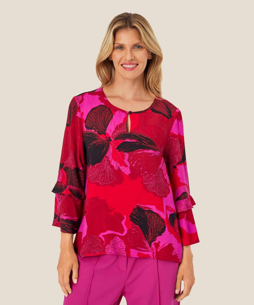 Viskosebluse Mit Knopfdetail, Haute Red