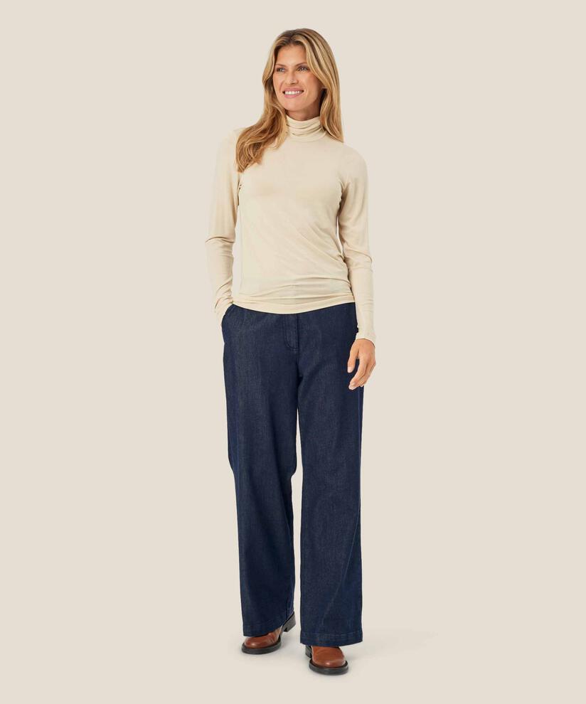 Rollkragenbluse Aus Weichem Jersey, Fog
