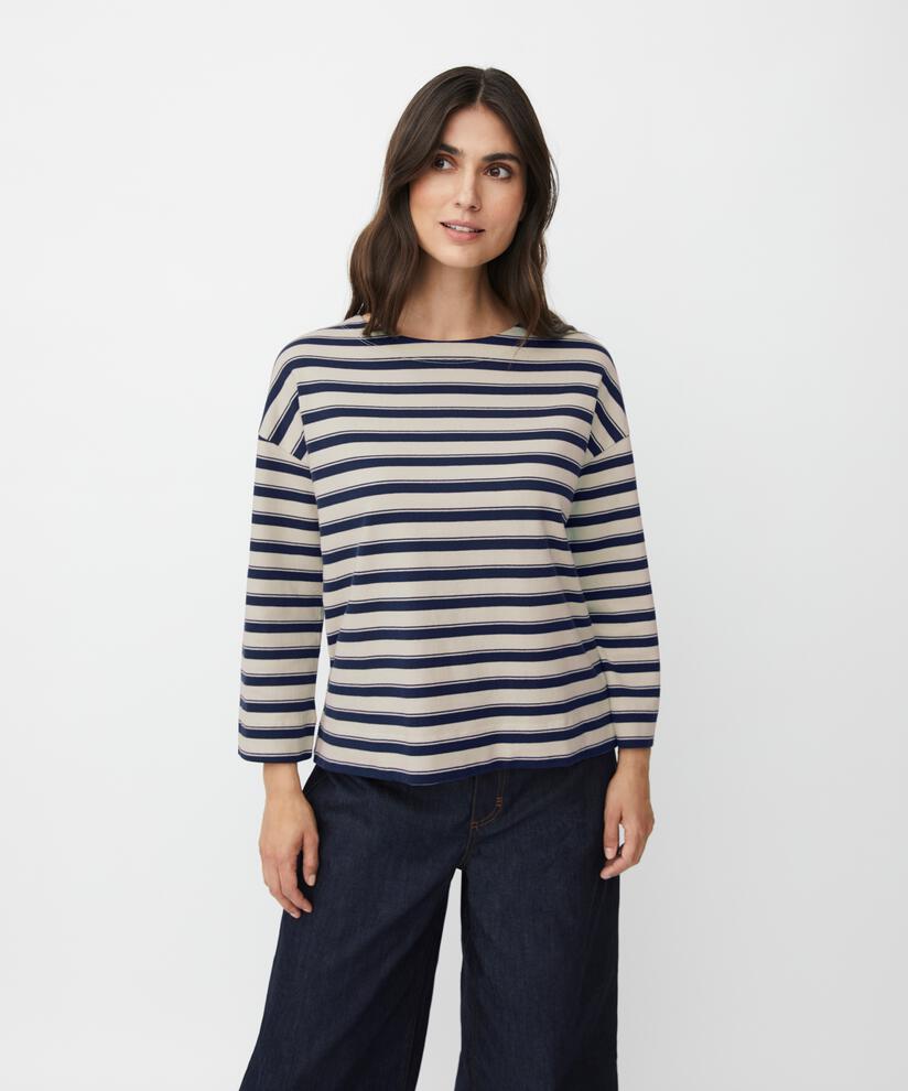 Gestreiftes Jersey-top Mit Rundhalsausschnitt, Navy Blazer