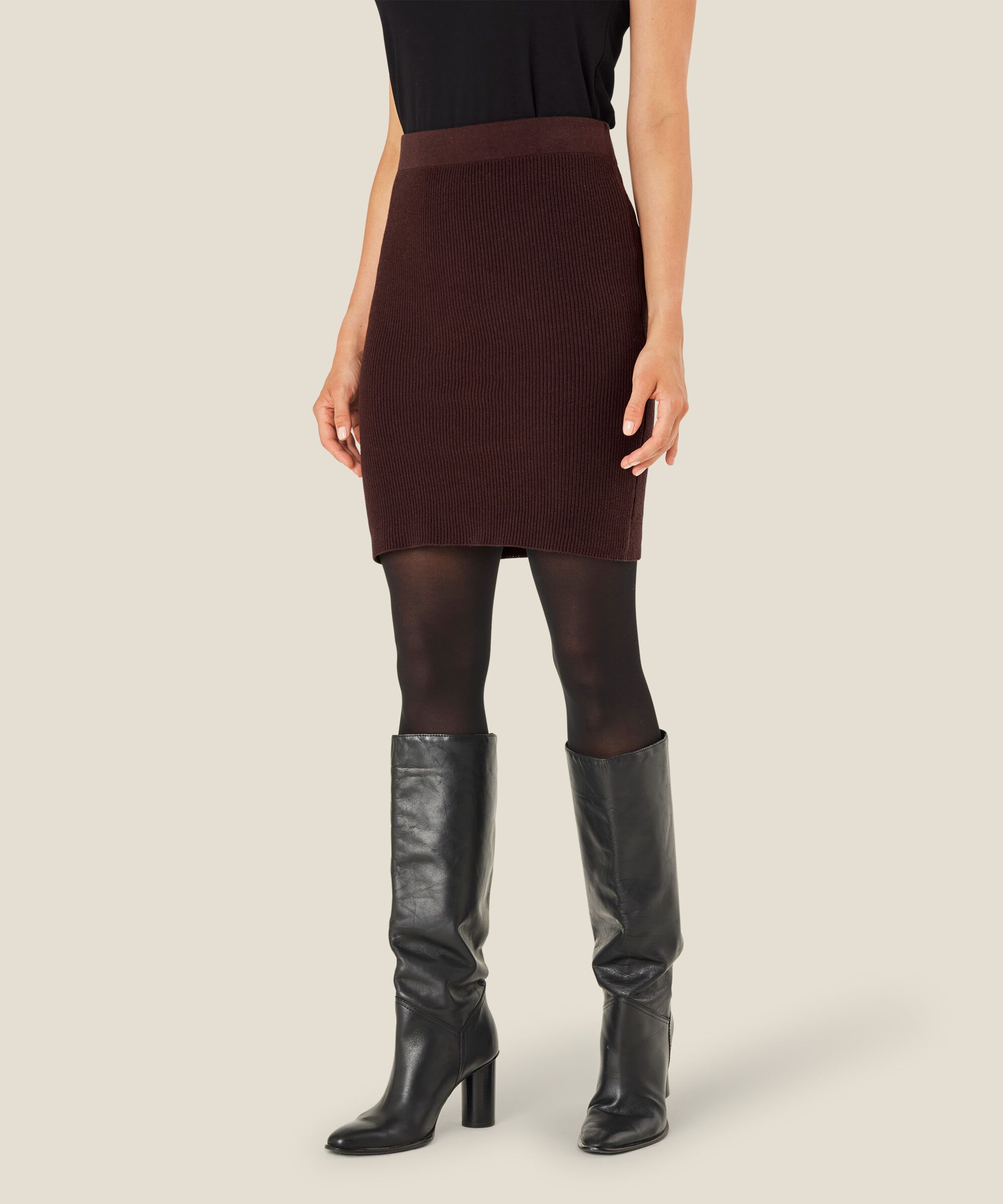 Kurzer Rippstrickrock, Coffee Bean